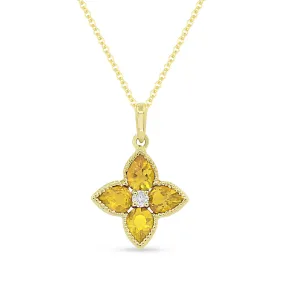 0.61Ct Citrine 16"pendant Necklace In 14K Yellow Gold