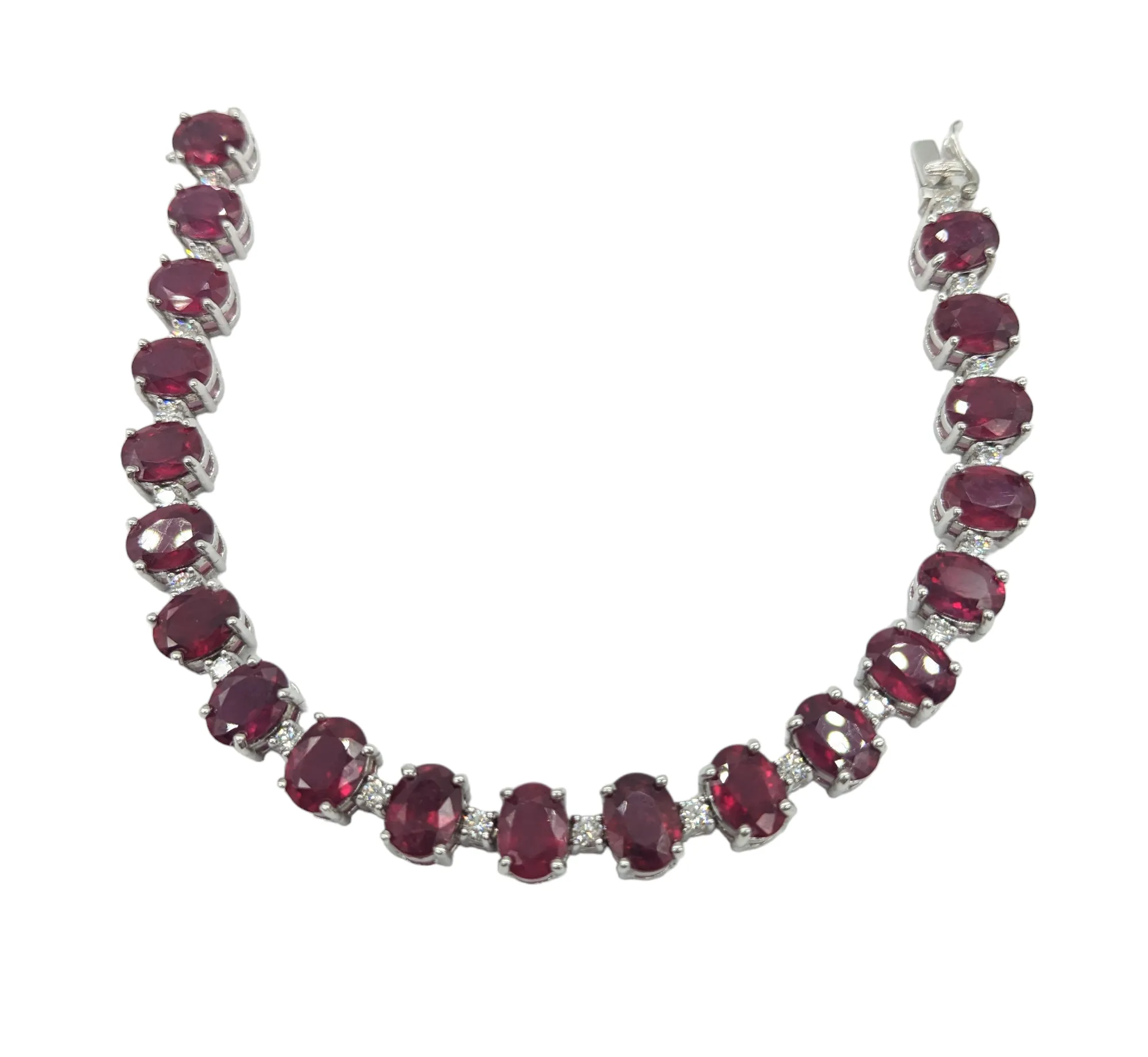 1 Carat Total Weight Diamond and Lab Grown Synthetic Ruby Bracelet