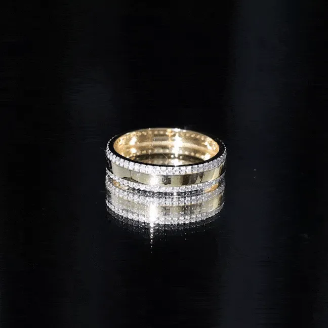 1 CT Diamond Brushed Finish Gold Band Ring