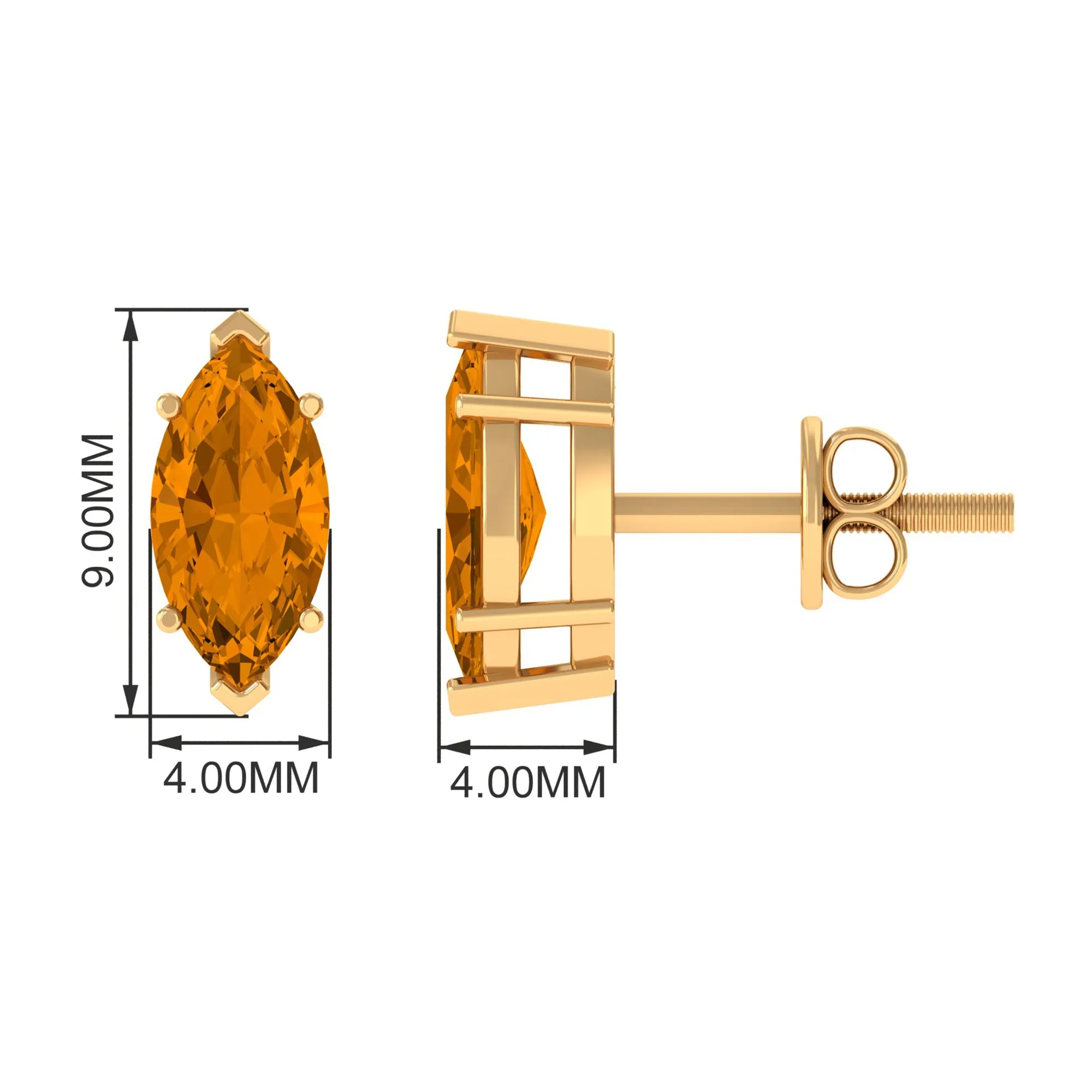 1 CT Marquise Cut Citrine Stud Earrings