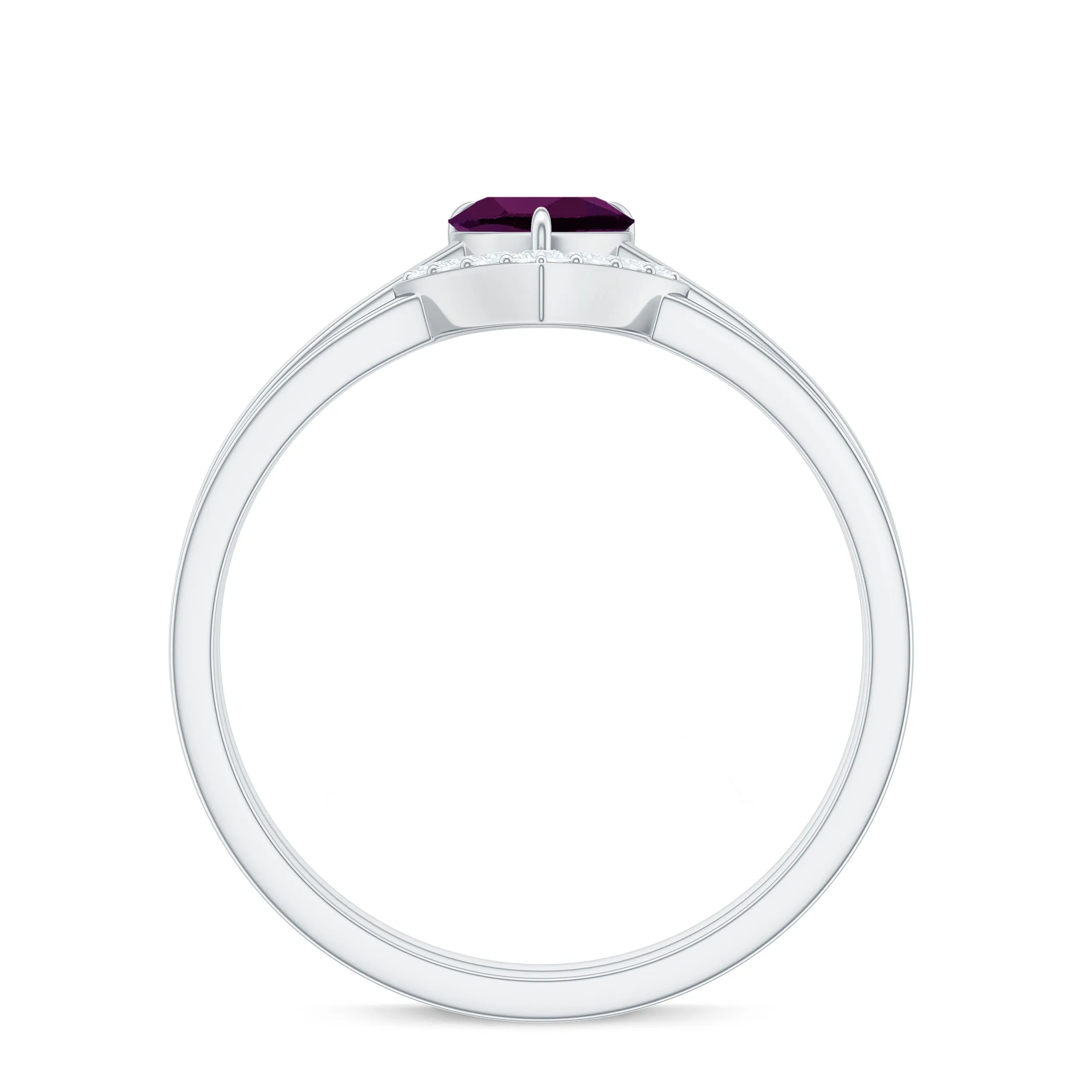 1 CT Natural Rhodolite and Diamond Solitaire Ring Set