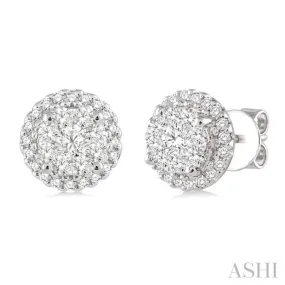 1 Ctw Lovebright Round Cut Diamond Earrings in 14K White Gold