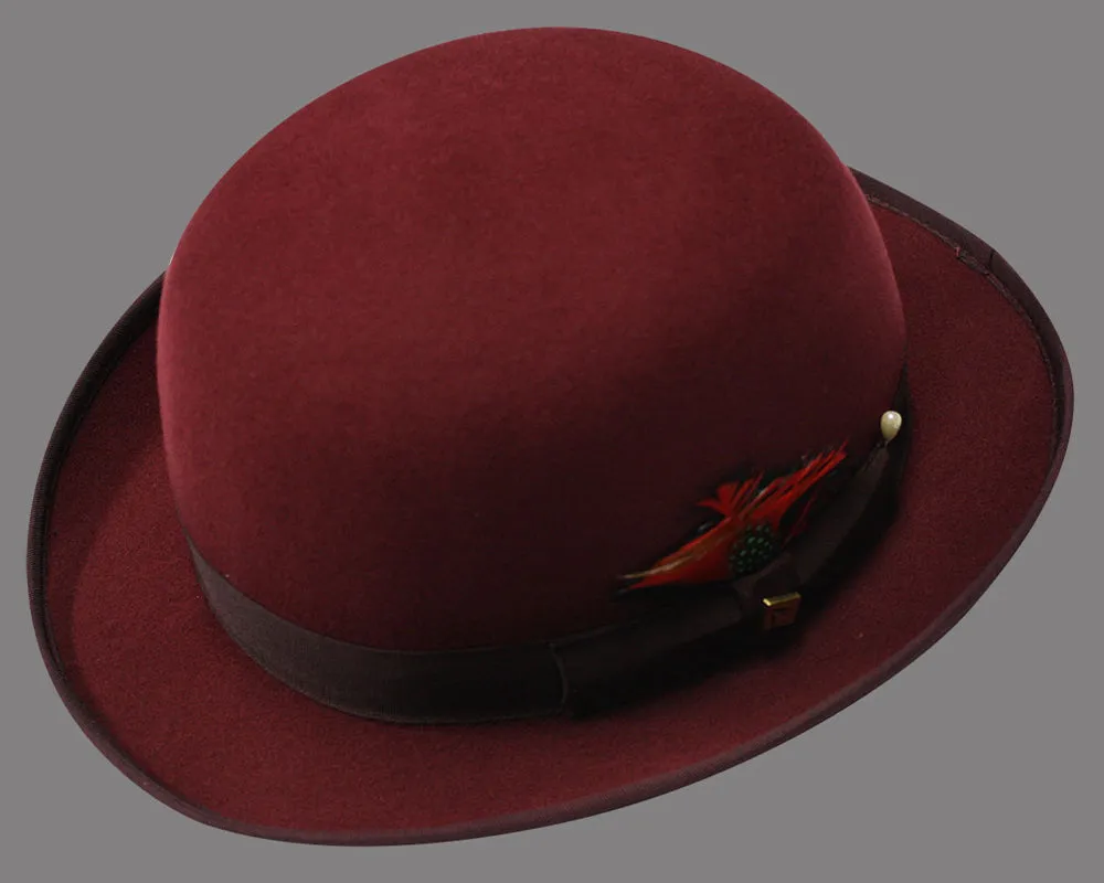 100% Wool Burgundy Derby Hat