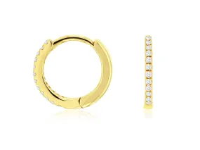 10mm Round Diamond Hoop Earrings