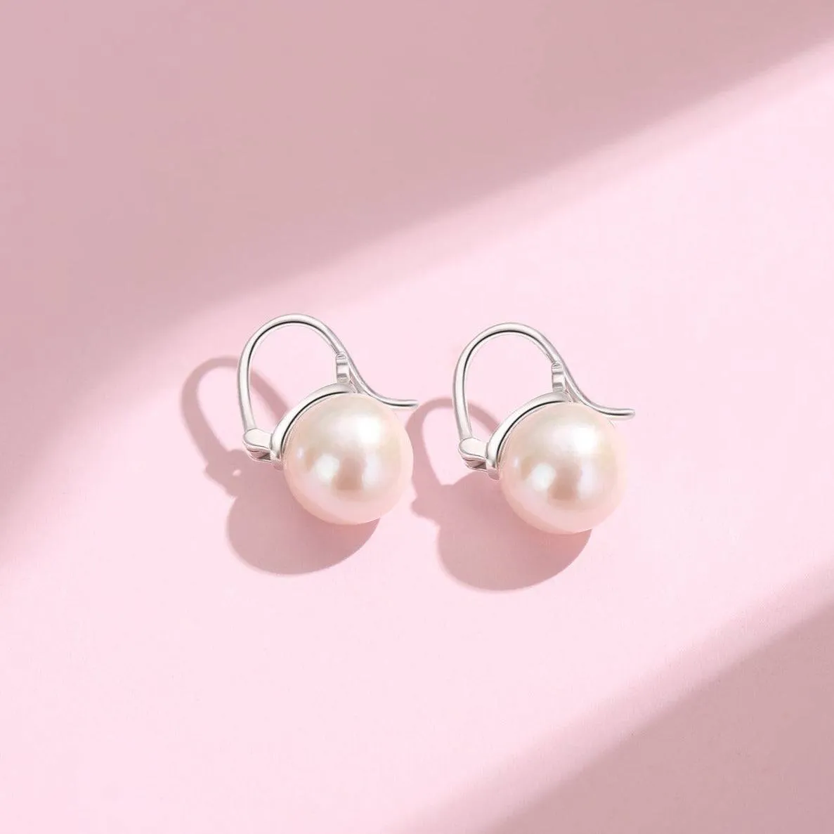 11-12mm Freshwater Pearl Modern Bucket-Shaped Earrings