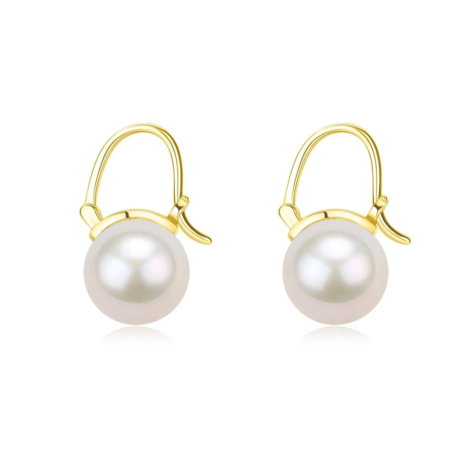 11-12mm Freshwater Pearl Modern Bucket-Shaped Earrings