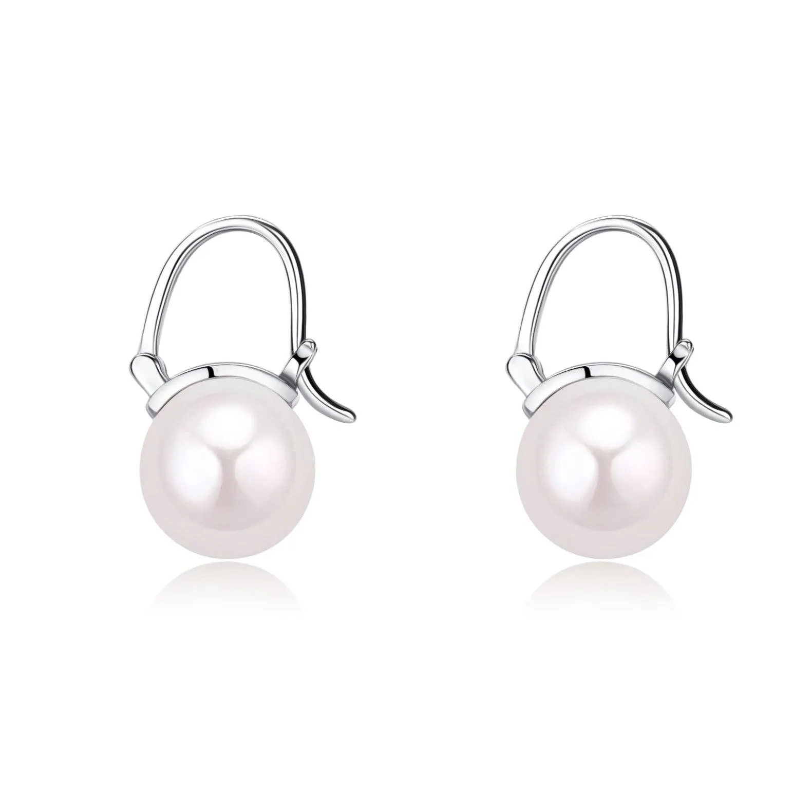 11-12mm Freshwater Pearl Modern Bucket-Shaped Earrings