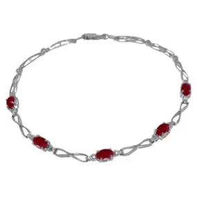 1.16 Carat 14K Solid White Gold Kiss Your Lips Ruby Diamond Bracelet