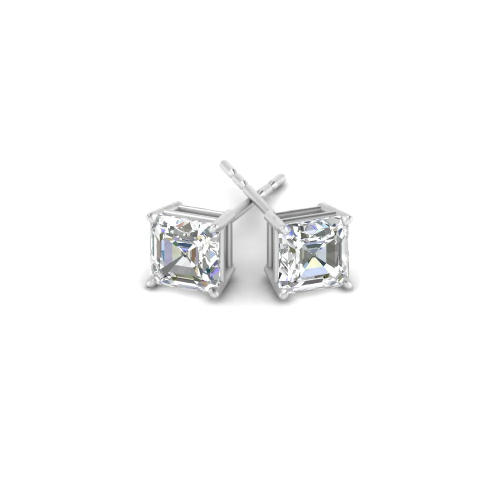 1/2-5 Carat Asscher Cut Lab Created Diamond Stud Earring 14K Gold