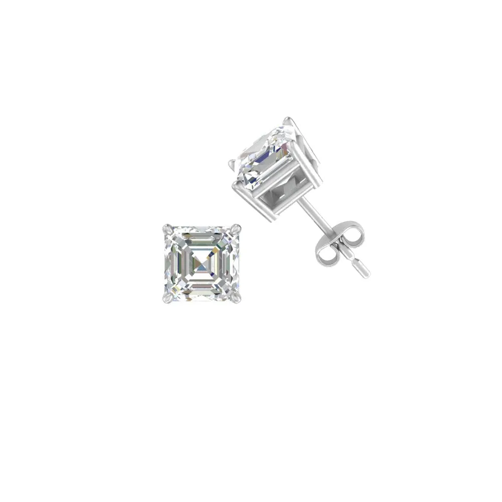 1/2-5 Carat Asscher Cut Lab Created Diamond Stud Earring 14K Gold