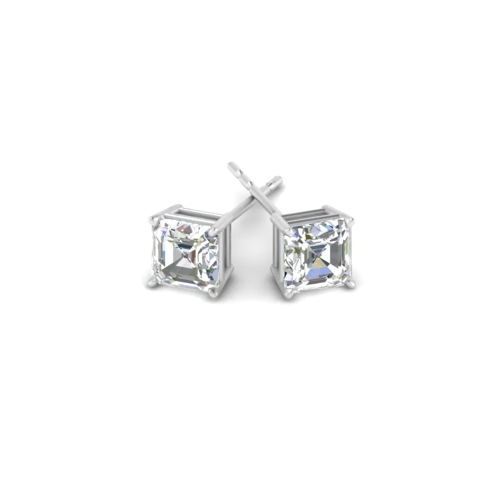 1/2-5 Carat Asscher Cut Lab Created Diamond Stud Earring 14K Gold