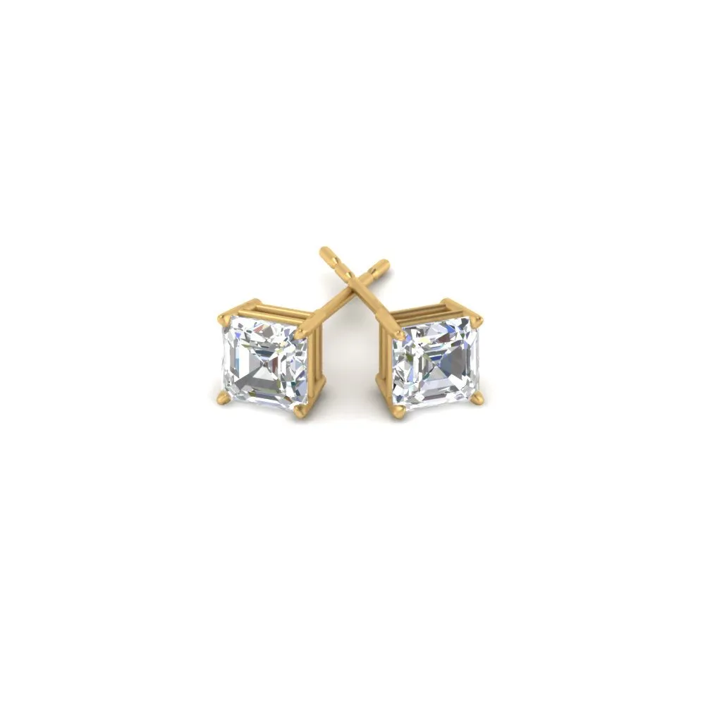 1/2-5 Carat Asscher Cut Lab Created Diamond Stud Earring 14K Gold