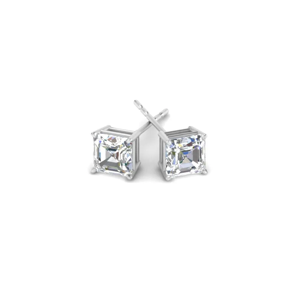 1/2-5 Carat Asscher Cut Lab Created Diamond Stud Earring 14K Gold