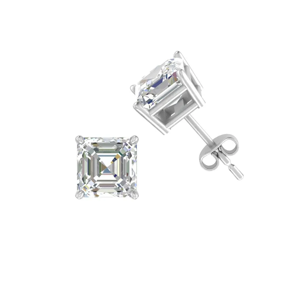 1/2-5 Carat Asscher Cut Lab Created Diamond Stud Earring 14K Gold