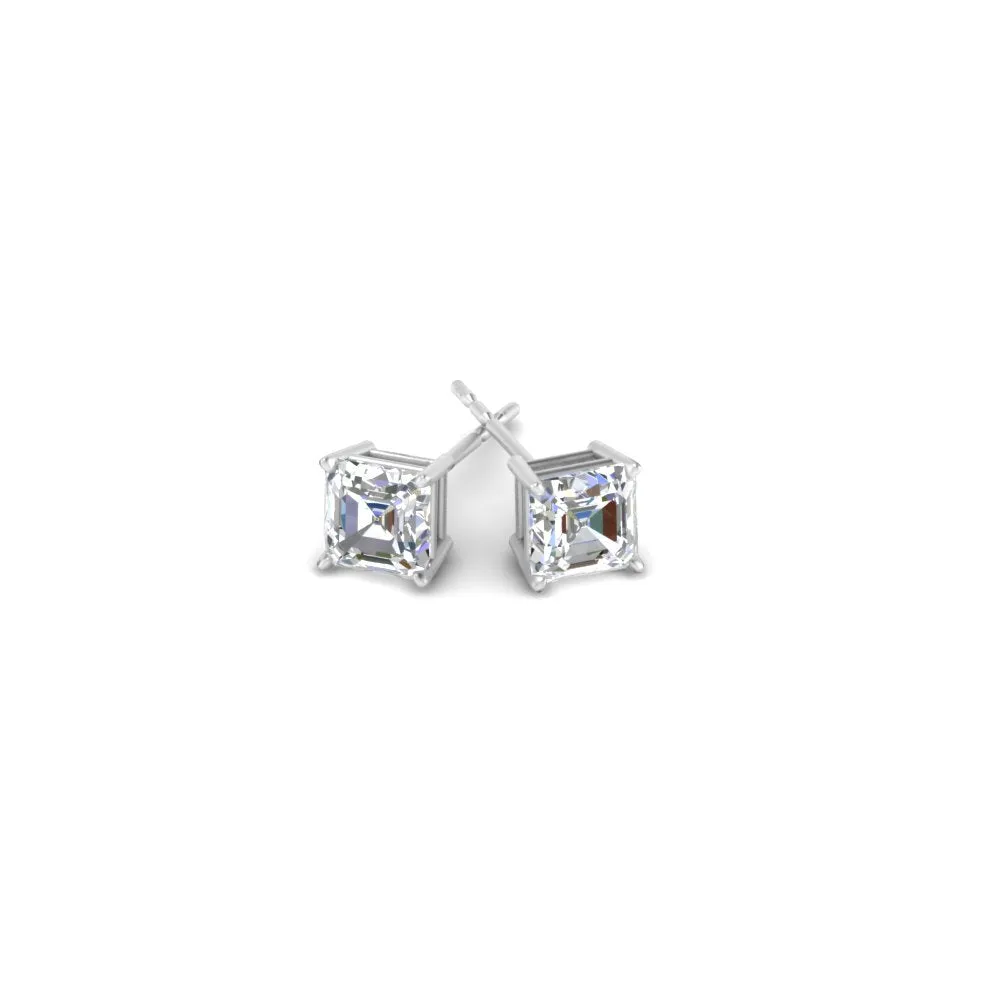 1/2-5 Carat Asscher Cut Lab Created Diamond Stud Earring 14K Gold