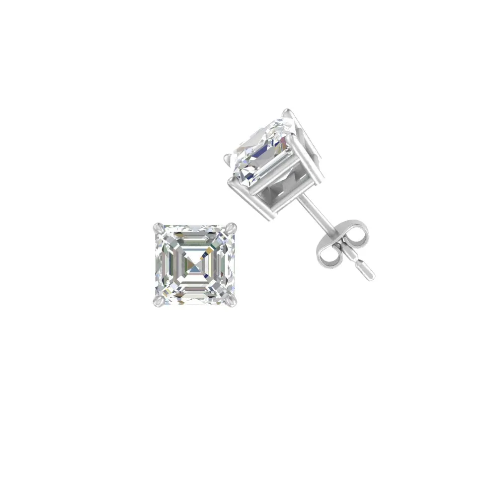 1/2-5 Carat Asscher Cut Lab Created Diamond Stud Earring 14K Gold