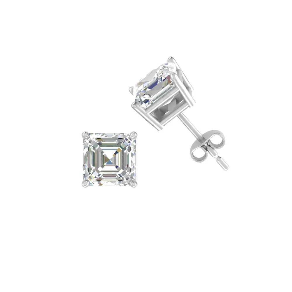 1/2-5 Carat Asscher Cut Lab Created Diamond Stud Earring 14K Gold