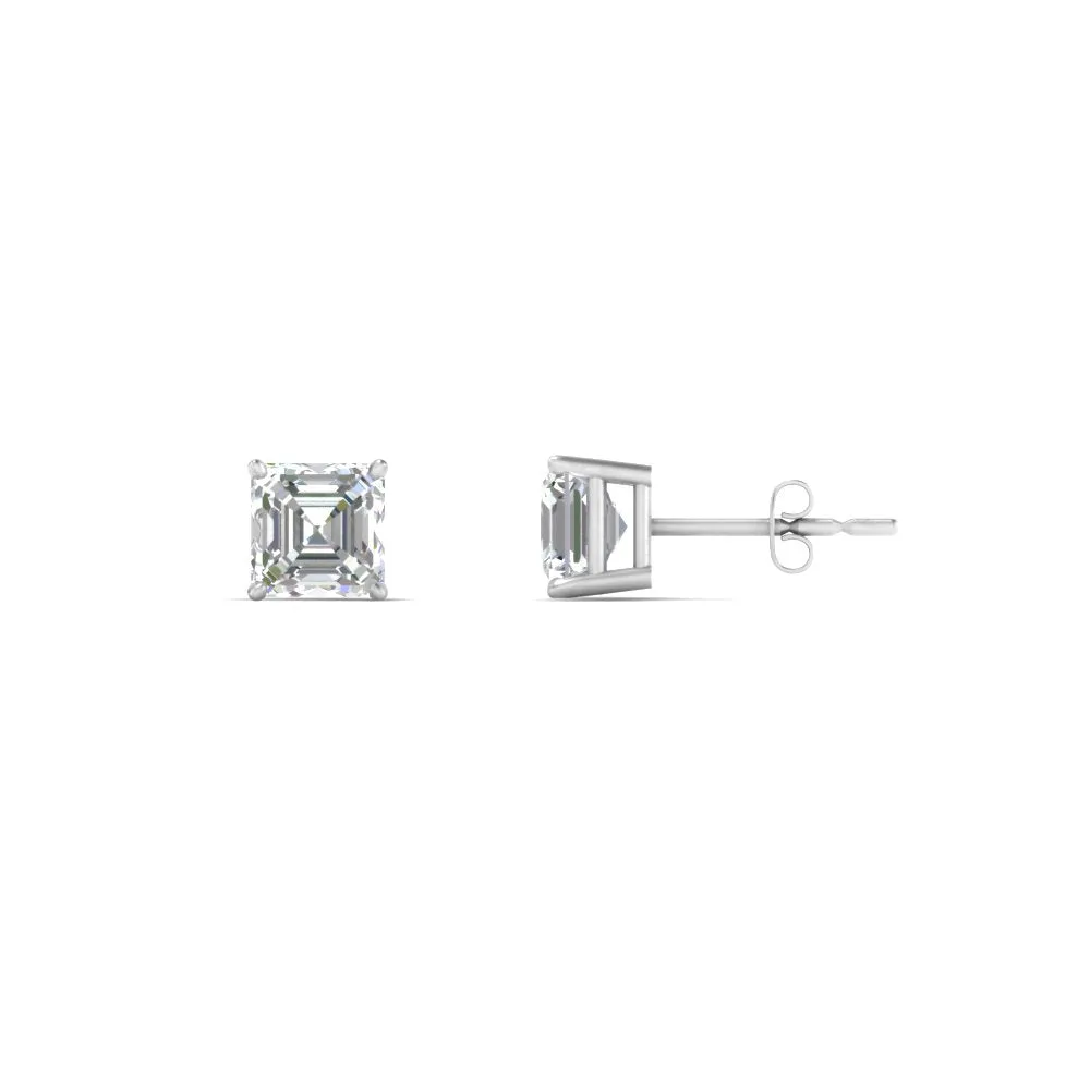 1/2-5 Carat Asscher Cut Lab Created Diamond Stud Earring 14K Gold