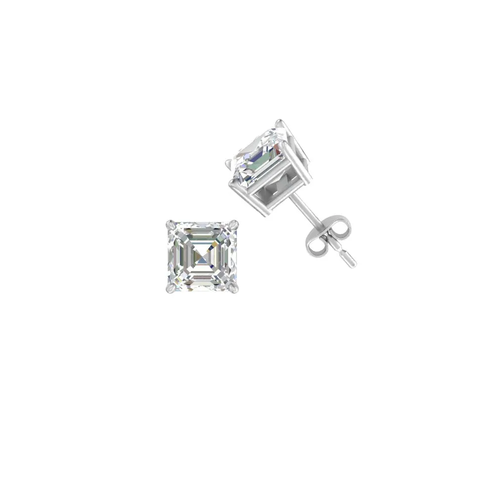 1/2-5 Carat Asscher Cut Lab Created Diamond Stud Earring 14K Gold