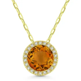 1.25ct Citrine 16"Pendant Necklace in 14K Yellow Gold