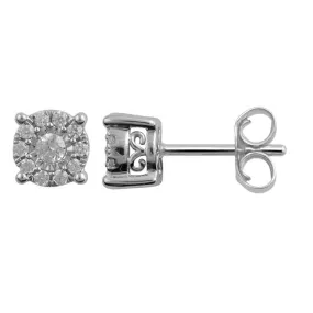 1/3 CTW Diamond Cluster Stud Earrings in 10KT White Gold