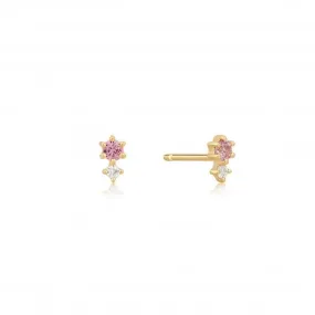 14ct Gold White And Pink Sapphire Stud Earrings  EAU006-01YG