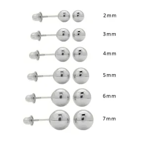 14E00012. - 14 Karat White Gold Screw Backing Bead Stud Earring