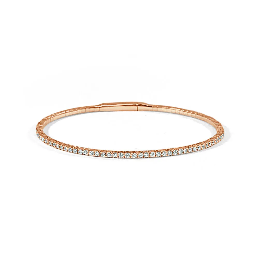 14k Gold & Diamond Flexible Bangle - 1.05ct