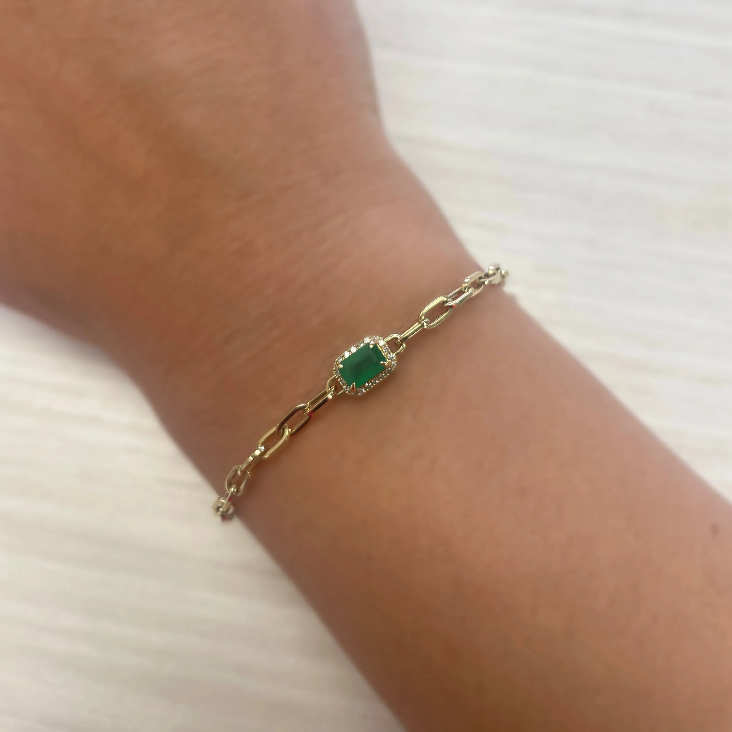 14k Gold Diamond & Gemstone Link Bracelet