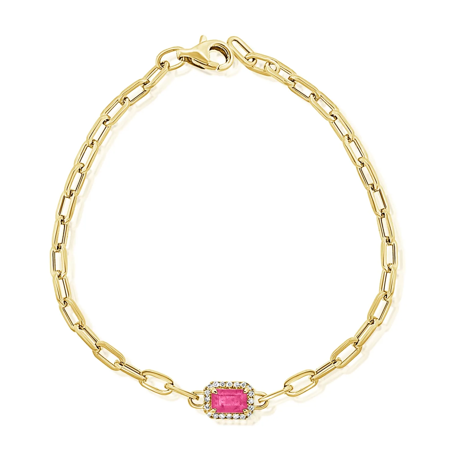 14k Gold Diamond & Gemstone Link Bracelet