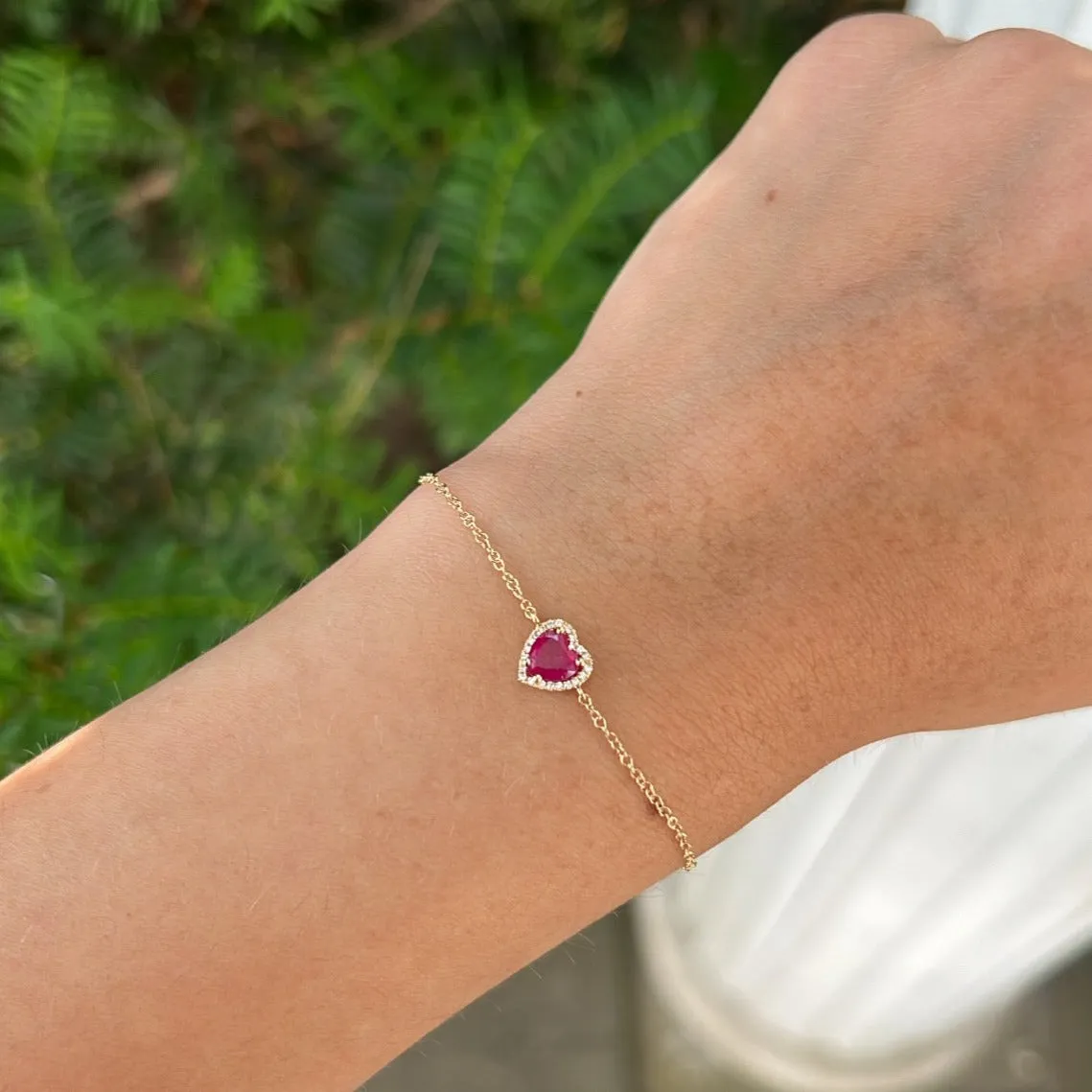 14K GOLD DIAMOND RUBY RINA HEART BRACELET