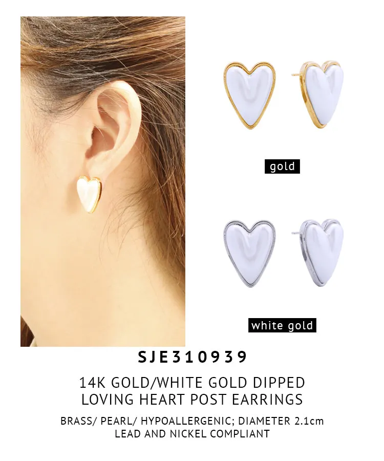 14K Gold Dipped Loving Heart Post Earrings