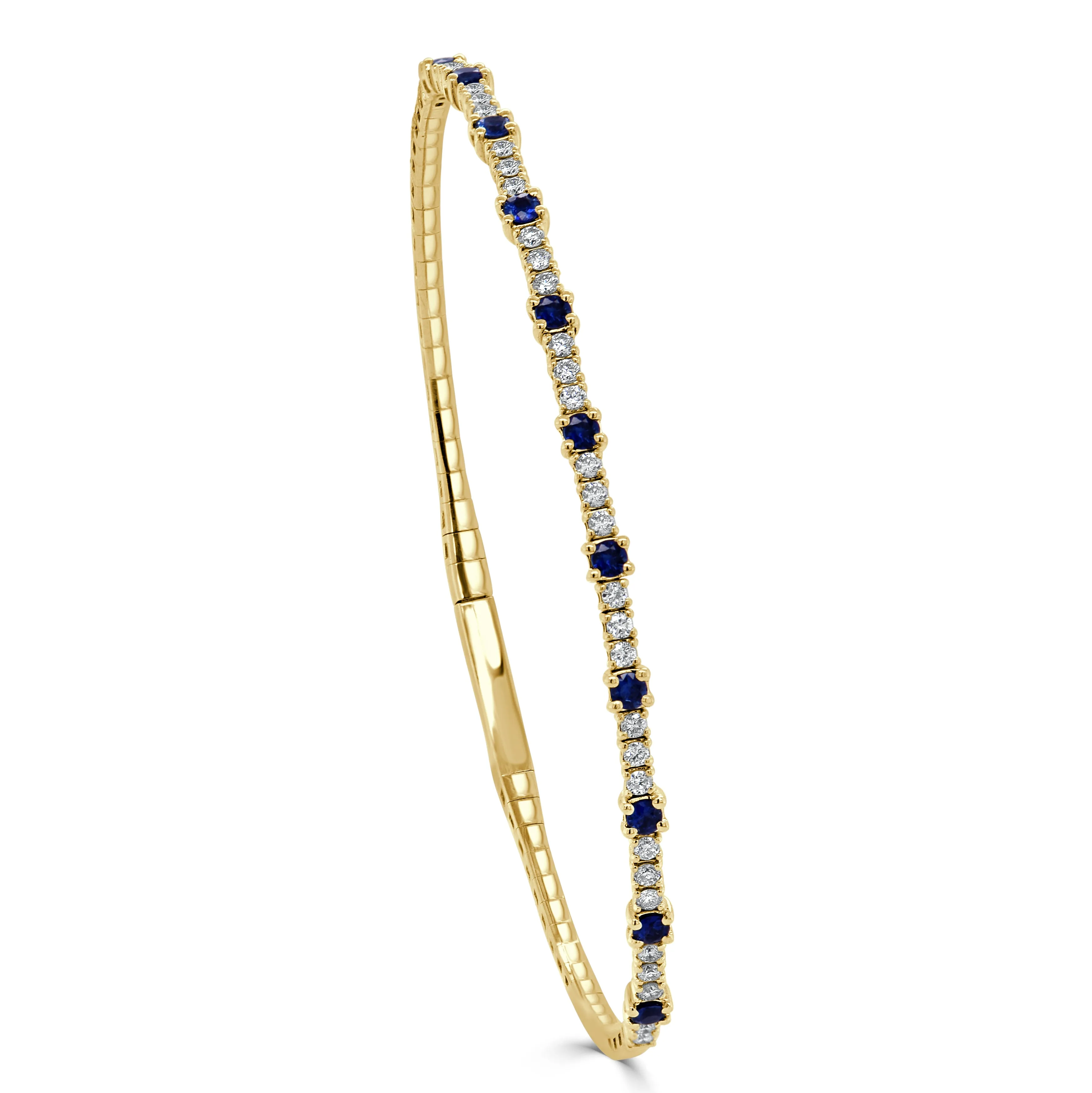 14K Gold Sapphire & Diamond Flexible Bangle