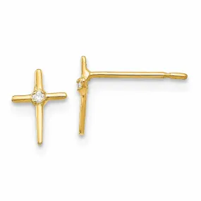 14k Madi K CZ Childrens Cross Post Earrings