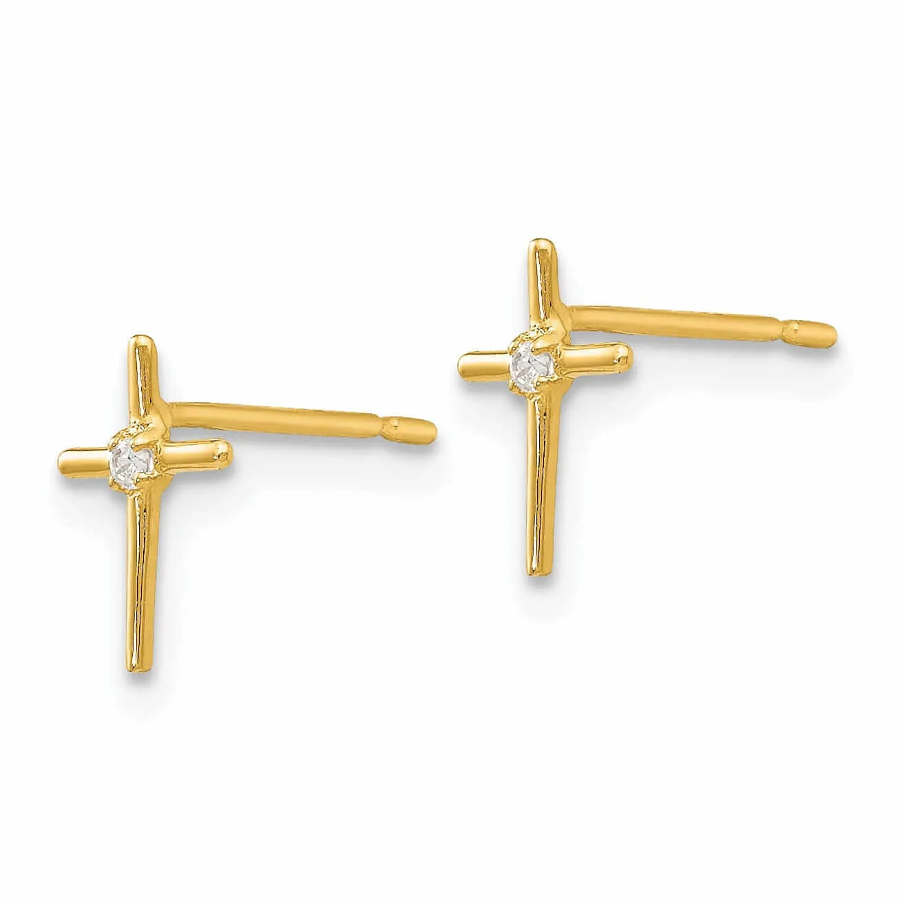 14k Madi K CZ Childrens Cross Post Earrings