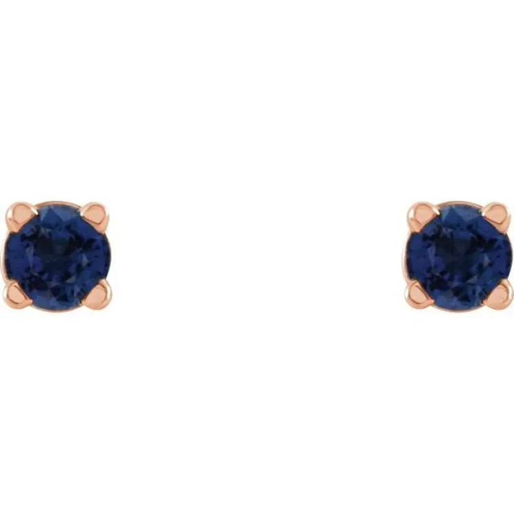 14K Rose 2.5 mm Lab-Grown Blue Sapphire Stud Earrings