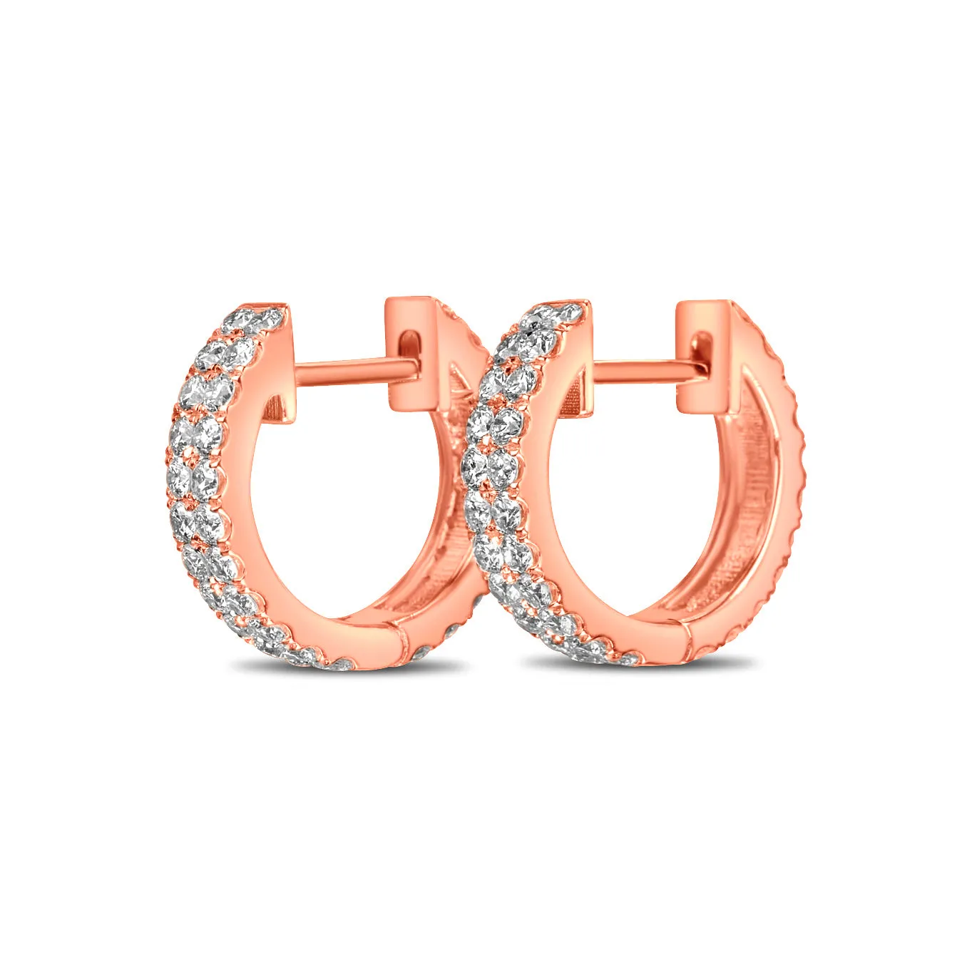 14k Rose Gold Diamond Hoop Earrings 1.5 ctw