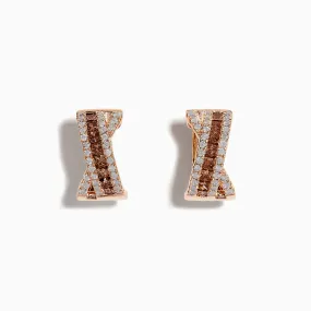 14K Rose Gold Espresso and White Diamond Earrings