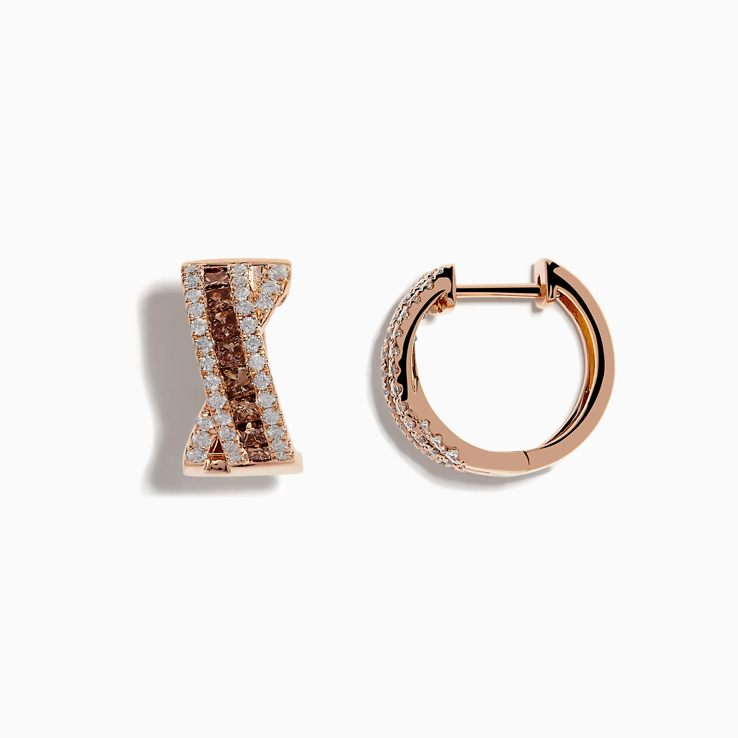 14K Rose Gold Espresso and White Diamond Earrings