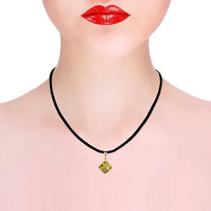 14K Solid Rose Gold & Leather Diamond/Citrine Necklace