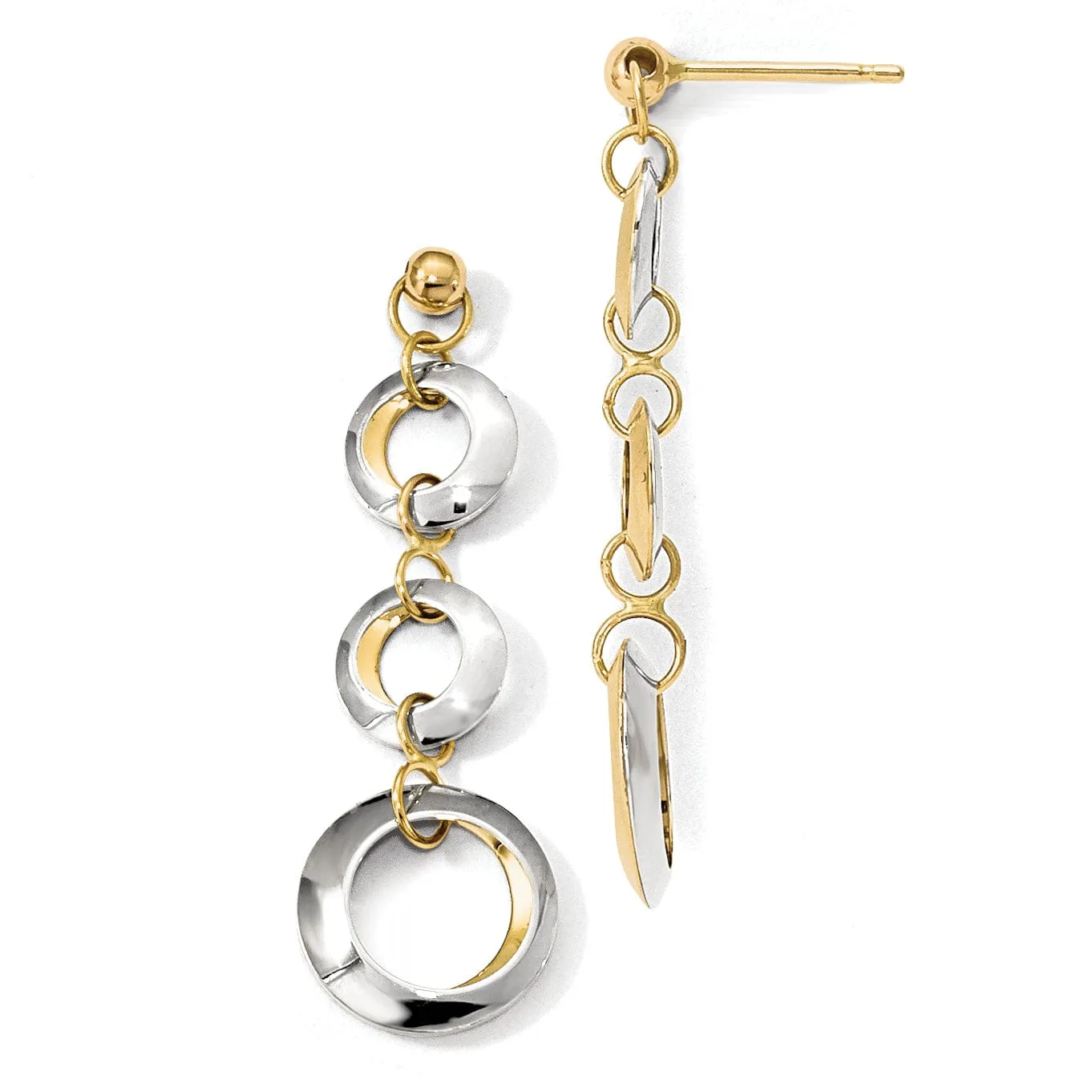 14k Two Tone Gold Circle Post Earrings