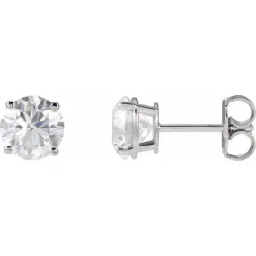 14K White 8 mm Lab-Grown Green Sapphire Stud Earrings