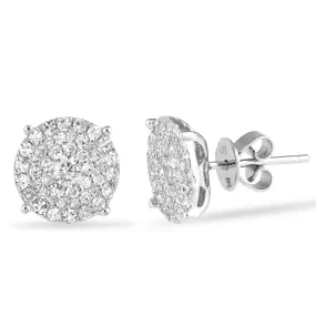 14k White Gold .77ct Diamond Cluster Stud Earrings