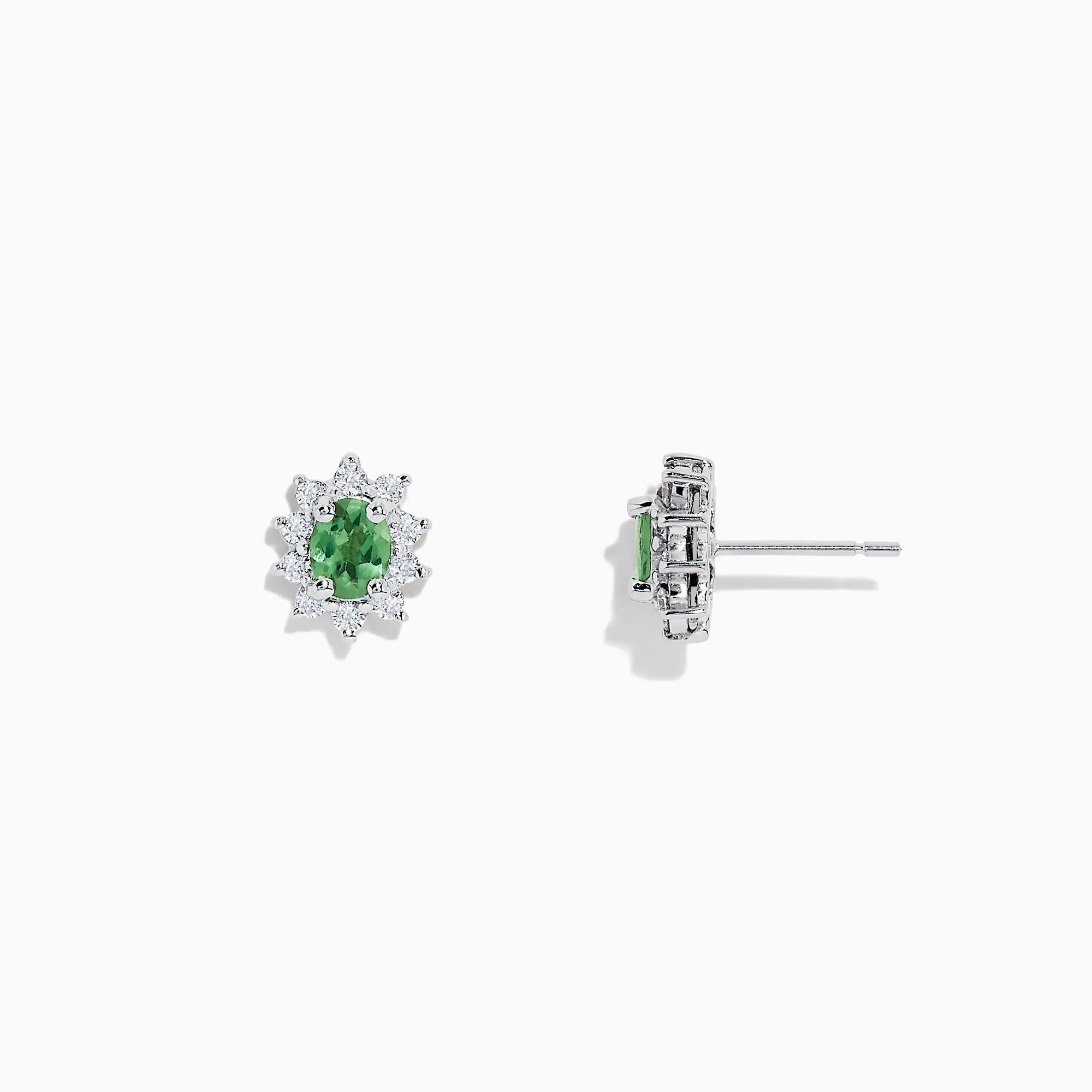 14K White Gold Alexandrite and Diamond Stud Earrings, 1.05 TCW