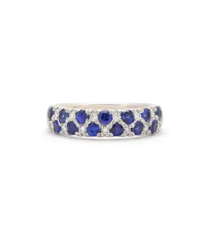 14K White Gold Diamond and Sapphire Ring