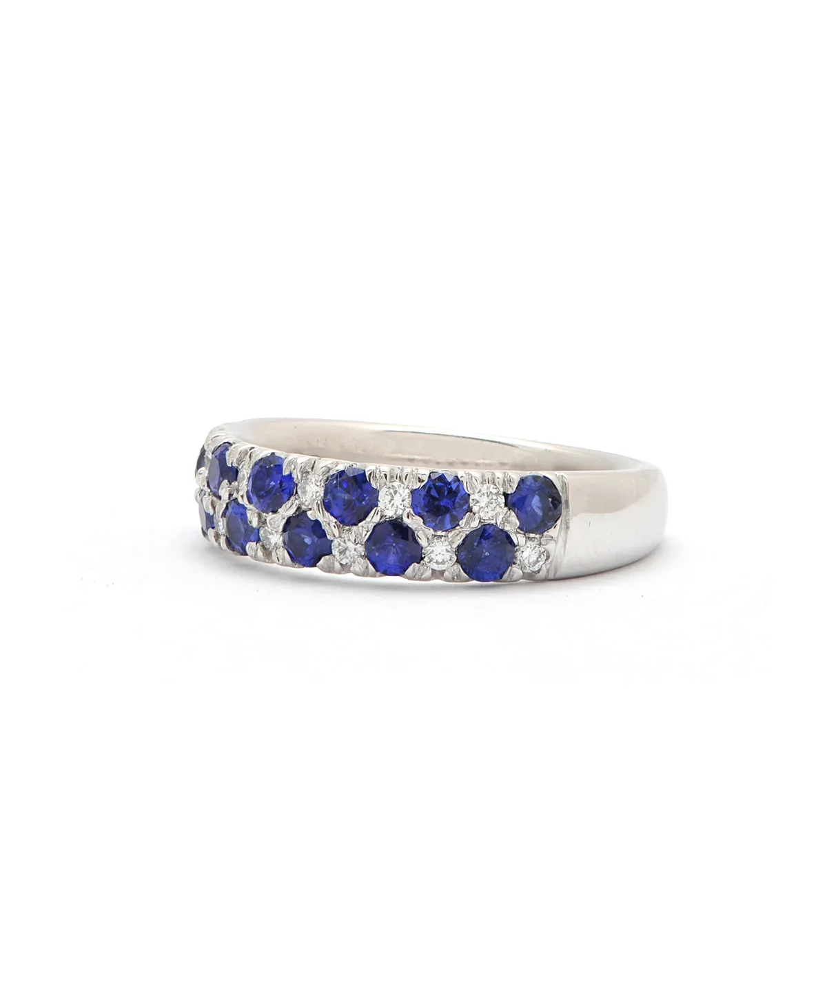 14K White Gold Diamond and Sapphire Ring