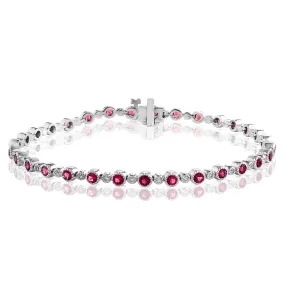 14K WHITE GOLD DIAMOND RUBY BRACELET