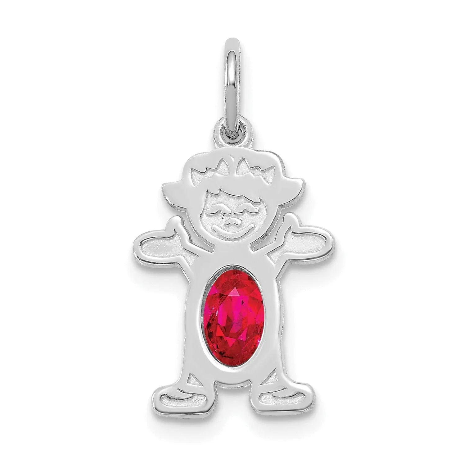 14k White Gold Girl Oval Genuine Ruby