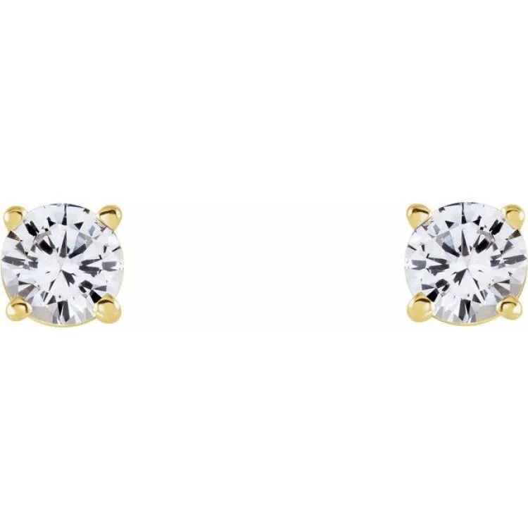 14K Yellow 4 mm Natural White Sapphire Stud Earrings