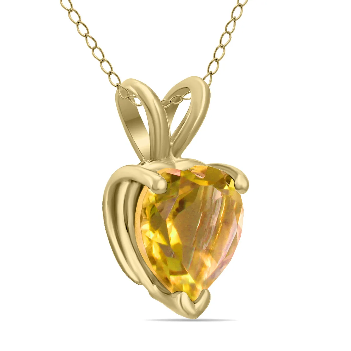 14K Yellow Gold 5Mm Heart Citrine Pendant